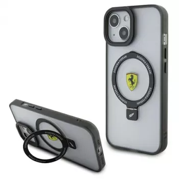 Ferrari FEHMP15MUSCAH iPhone 15 Plus / 14 Plus 6,7 inch transparante hardcase met ringhouder, MagSafe, 2023 collectie