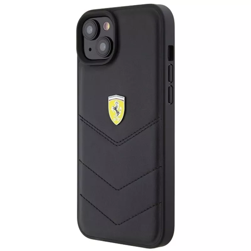 Ferrari FEHCP15MRDUK iPhone 15 Plus / 14 Plus 6,7 inch zwarte hardcase quilted metalen logo