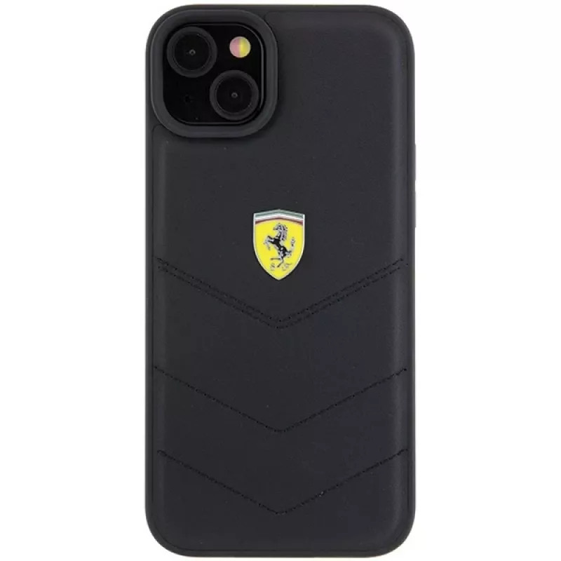 Ferrari FEHCP15MRDUK iPhone 15 Plus / 14 Plus 6,7 inch zwarte hardcase quilted metalen logo