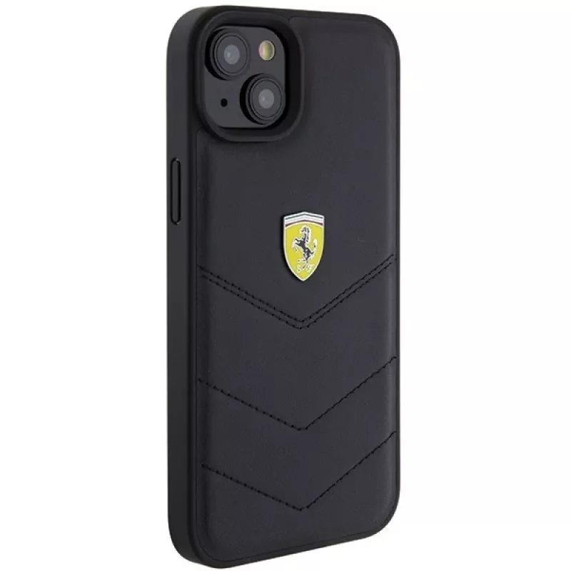 Ferrari FEHCP15MRDUK iPhone 15 Plus / 14 Plus 6,7 inch zwarte hardcase quilted metalen logo