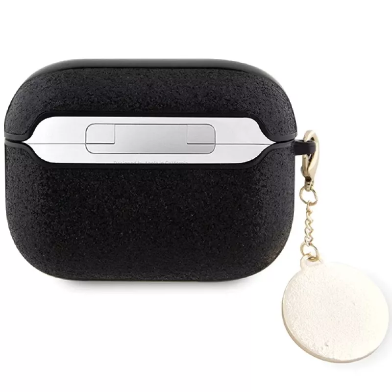 Guess GUAP2PGEHCDK AirPods Pro 2 (2022/2023) cover zwart Fixed Glitter Heart Diamond Charm