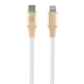 Guess GUCLLALRGDD USB-C naar Lightning-kabel 1,5 m snelladen lichtgoud met reliëflogo