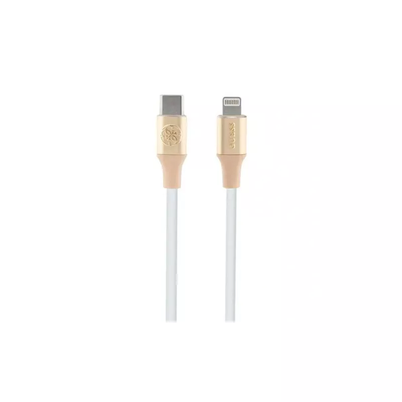 Guess GUCLLALRGDD USB-C naar Lightning-kabel 1,5 m snelladen lichtgoud met reliëflogo