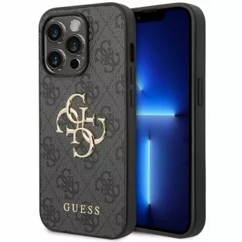Guess GUHCP15L4GMGGR hardcase voor iPhone 15 Pro 6,1 inch - grijs 4G Big Metal Logo