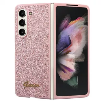 Guess GUHCZFD5HGGSHP F946 Glitter Script hardcase voor Samsung Galaxy Z Fold5 - roze