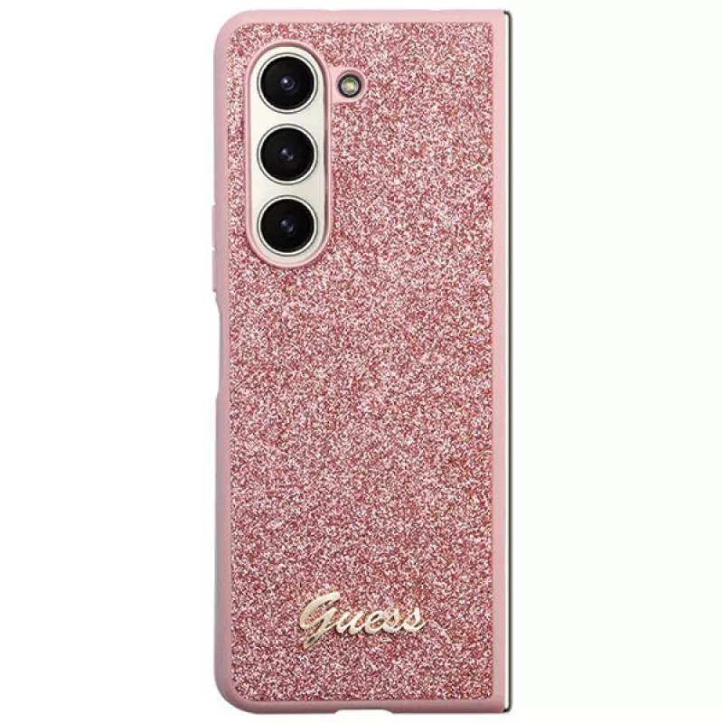 Guess GUHCZFD5HGGSHP F946 Glitter Script hardcase voor Samsung Galaxy Z Fold5 - roze