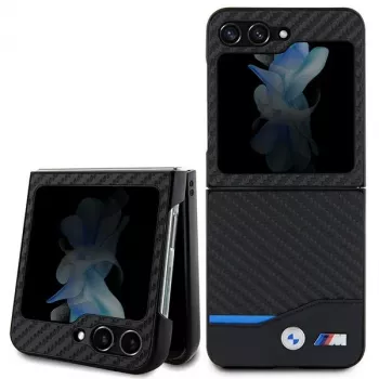 BMW M Collection leren carbon achterzijde cover voor Samsung Galaxy Z Flip5 - zwart