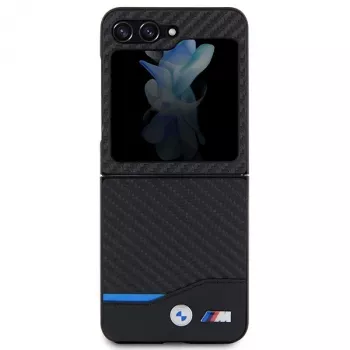 BMW M Collection leren carbon achterzijde cover voor Samsung Galaxy Z Flip5 - zwart