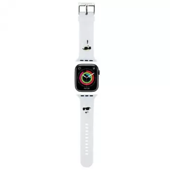 Karl Lagerfeld 3D Rubber Karl & Choupette Heads NFT Apple Watch-bandje 42/44/45/49mm wit