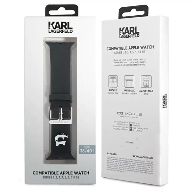 Karl Lagerfeld 3D Rubber Choupette Head bandje voor Apple Watch 38/40/41mm zwart