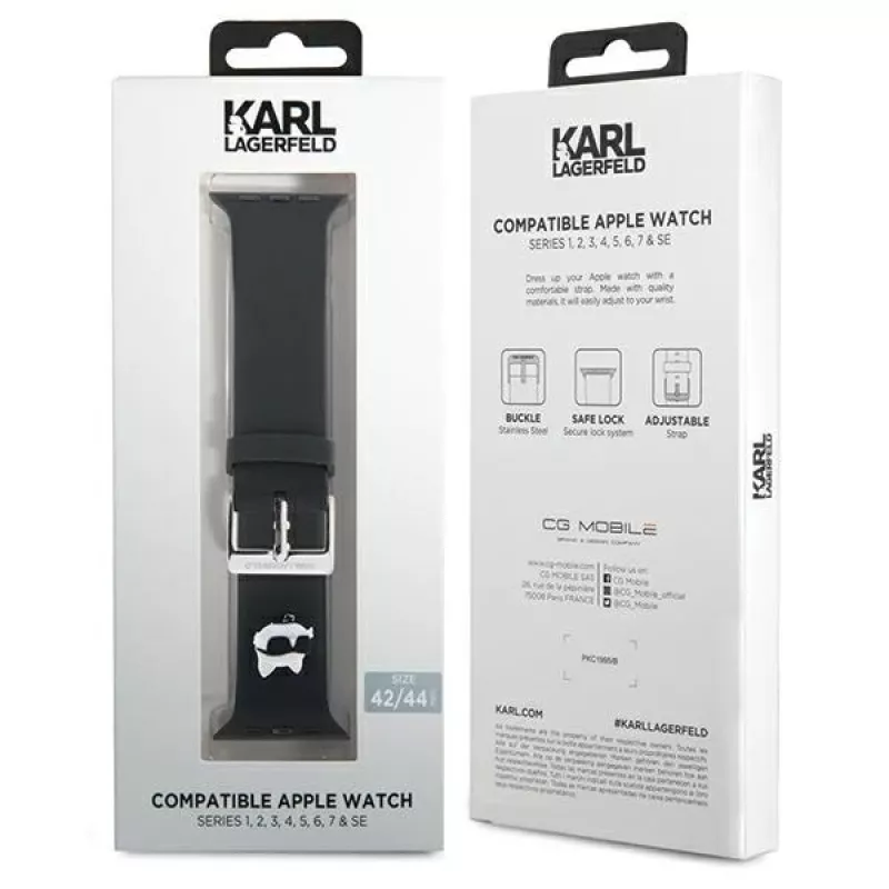 Karl Lagerfeld 3D Rubber Choupette Head Apple Watch-bandje 42/44/45/49mm zwart