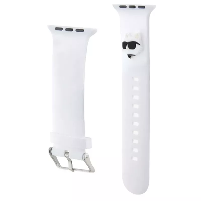 Karl Lagerfeld 3D Rubber Choupette Head Apple Watch-bandje 42/44/45/49mm wit