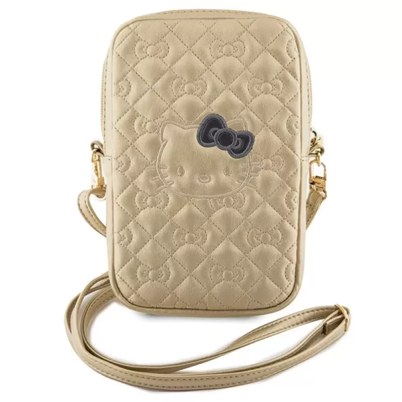 Hello Kitty Quilted Bows bandje crossbody telefoontasje goud