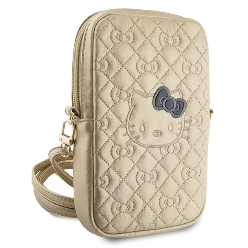 Hello Kitty Quilted Bows bandje crossbody telefoontasje goud