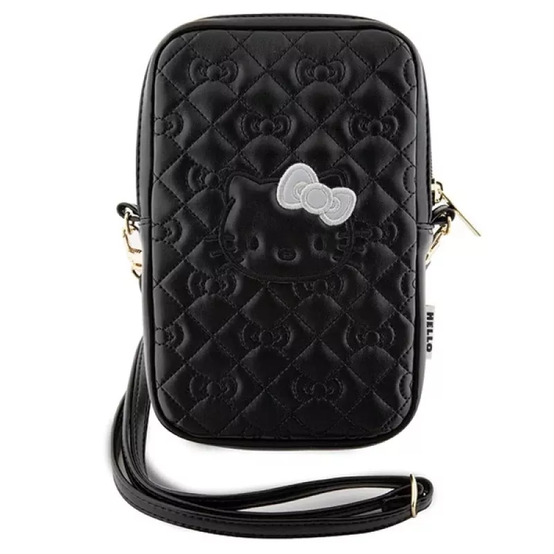 Hello Kitty Quilted Bows Strap - crossbodytas voor telefoon (zwart)