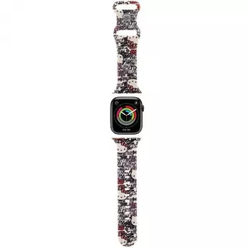 Hello Kitty HKAWMSDGPTE Apple Watch-armband 38/40/41mm beige siliconen Graffiti Tags