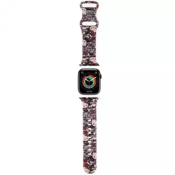 Hello Kitty HKAWMSDGPTP siliconen armband voor Apple Watch 38/40/41mm roze Graffiti Tags