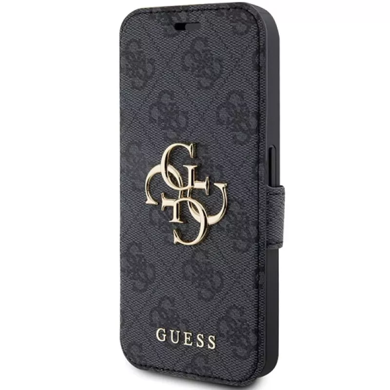 Guess GUBKP15L4GMGGR iPhone 15 Pro 6.1 inch grijs bookcase 4G Metal Logo