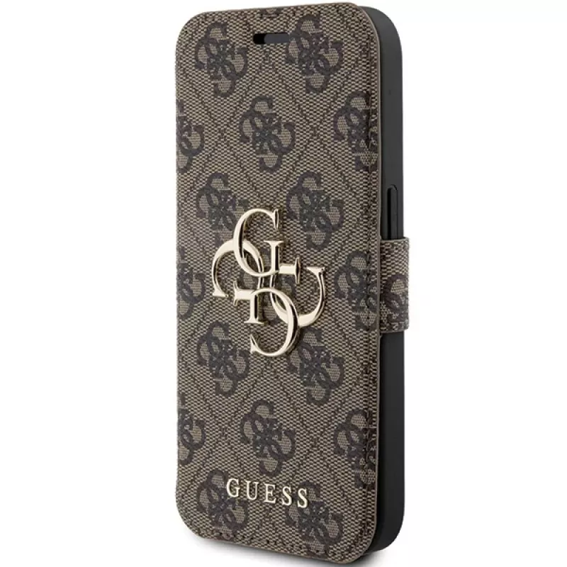 Guess GUBKP15L4GMGBR iPhone 15 Pro 6,1 inch folio case bruin 4G Metal Logo