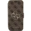 Guess GUBKP15L4GMGBR iPhone 15 Pro 6,1 inch folio case bruin 4G Metal Logo