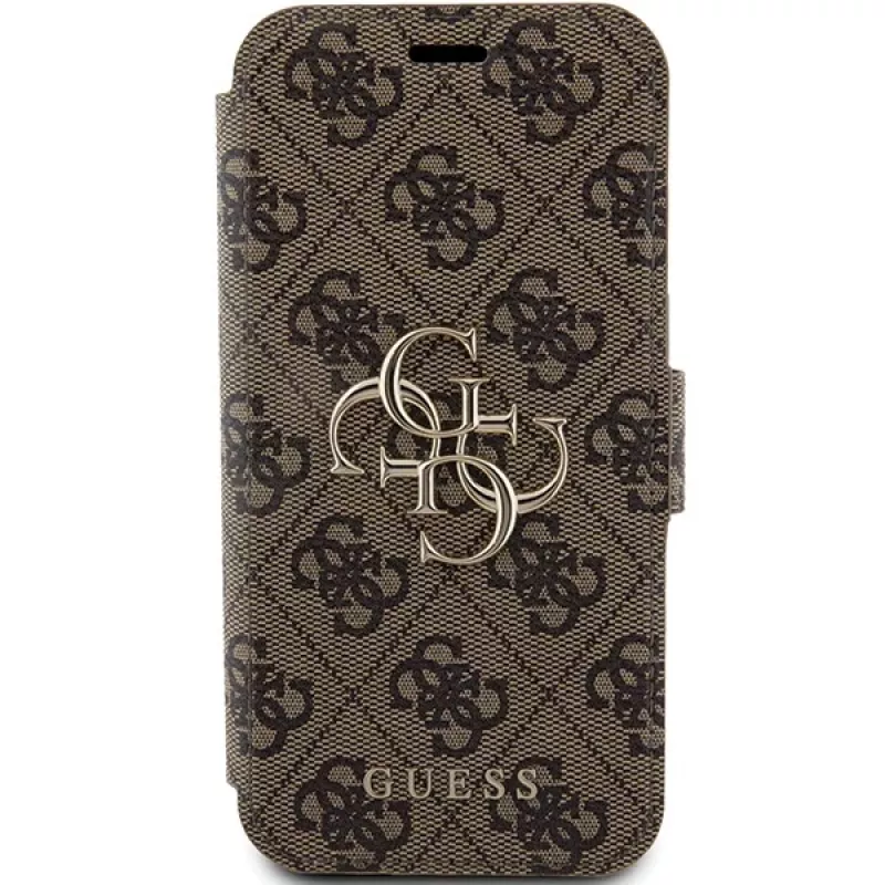 Guess GUBKP15L4GMGBR iPhone 15 Pro 6,1 inch folio case bruin 4G Metal Logo