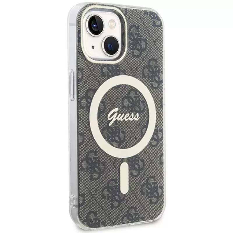 Guess GUHMP15MH4STW hardcase IML MagSafe voor iPhone 15 Plus / 14 Plus 6,7 inch bruin