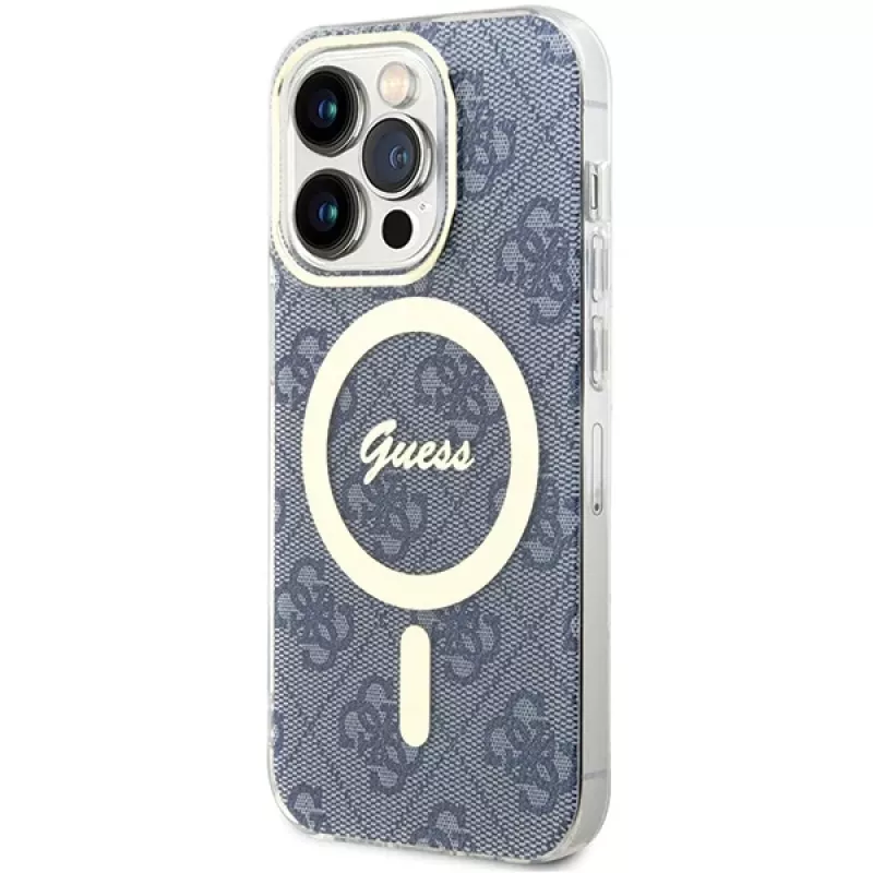 Guess GUHMP15LH4STB iPhone 15 Pro 6,1 inch blauw hardcase IML 4G MagSafe