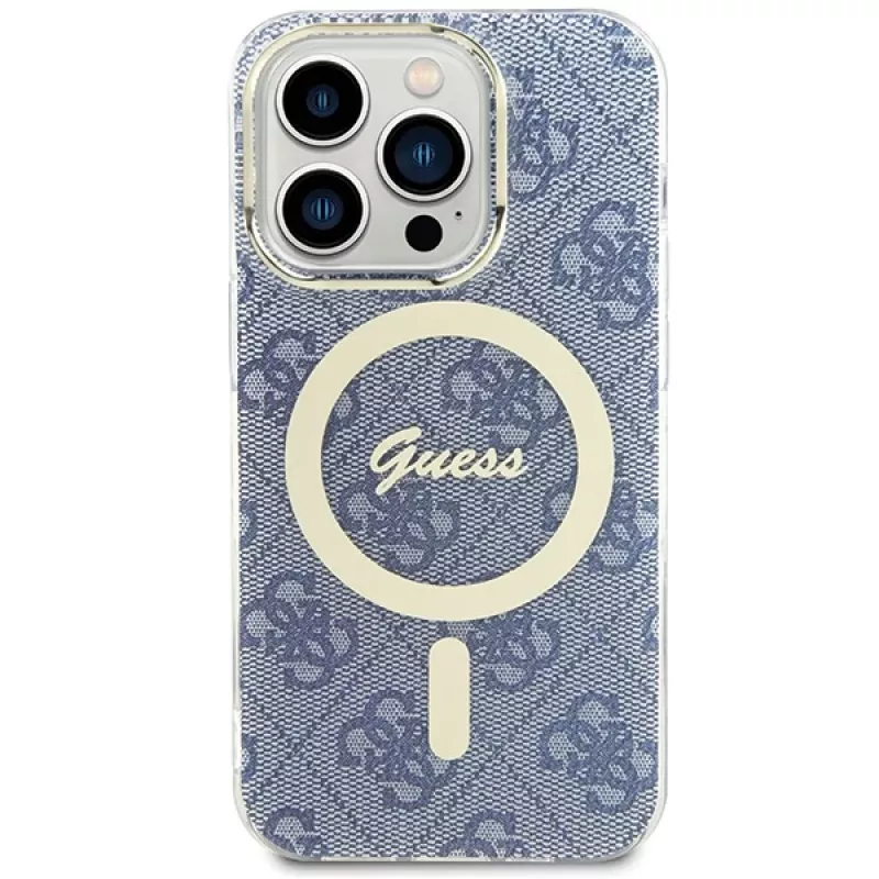 Guess GUHMP15LH4STB iPhone 15 Pro 6,1 inch blauw hardcase IML 4G MagSafe