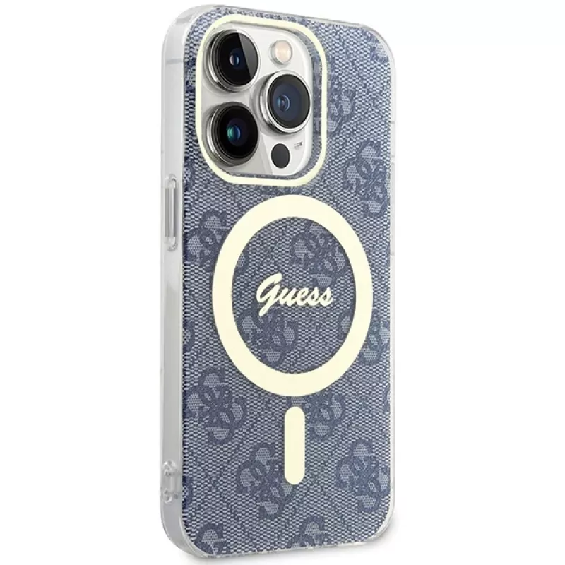 Guess GUHMP15LH4STB iPhone 15 Pro 6,1 inch blauw hardcase IML 4G MagSafe