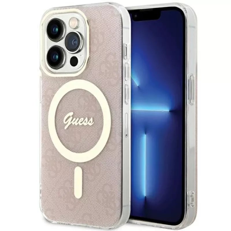 Guess GUHMP15LH4STP hardcase voor Apple iPhone 15 Pro 6,1 inch roze IML 4G MagSafe