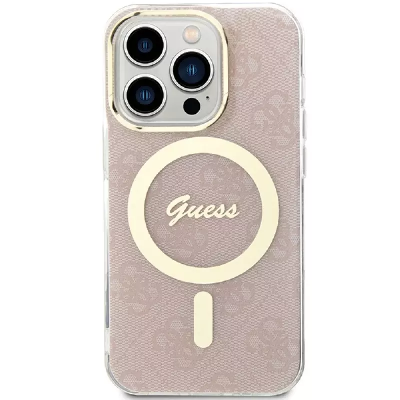 Guess GUHMP15LH4STP hardcase voor Apple iPhone 15 Pro 6,1 inch roze IML 4G MagSafe