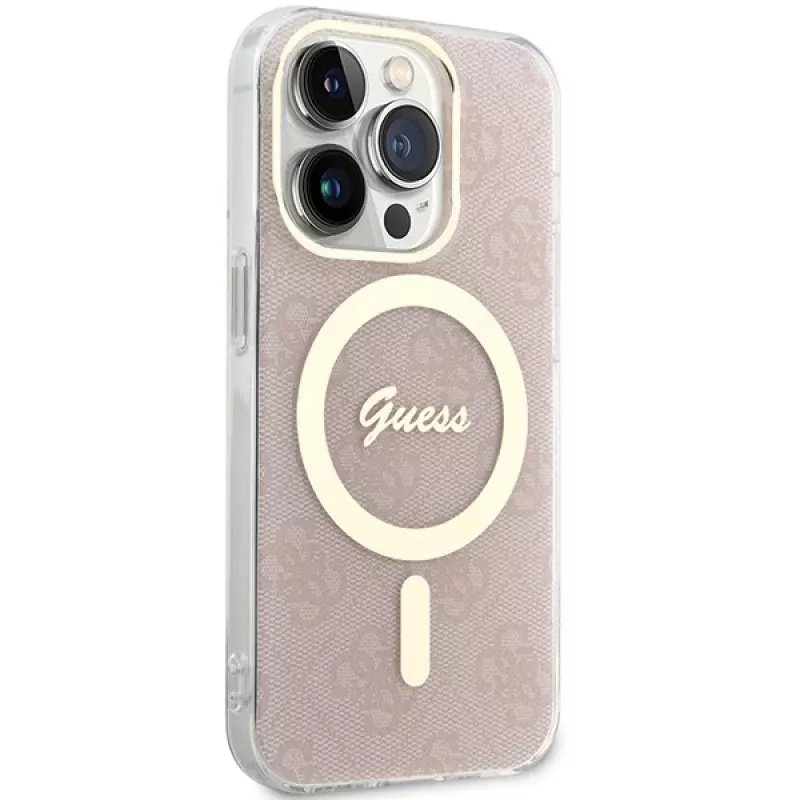 Guess GUHMP15LH4STP hardcase voor Apple iPhone 15 Pro 6,1 inch roze IML 4G MagSafe