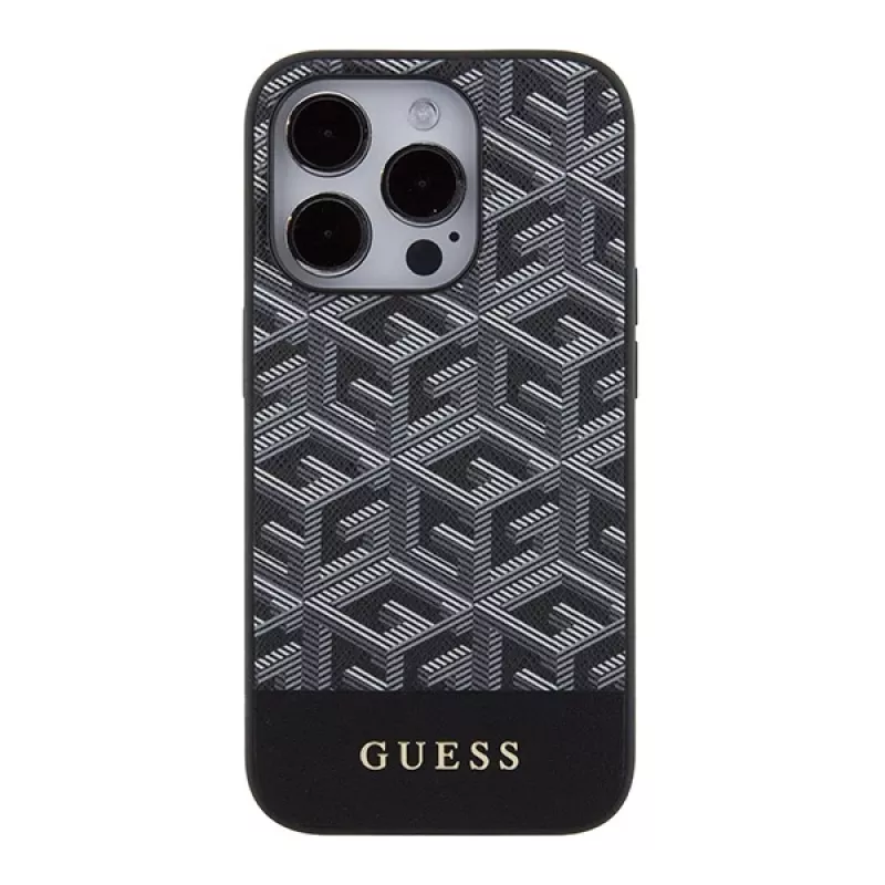 Guess GUHMP15XHGCFSEK iPhone 15 Pro Max 6,7 zwart hardcase GCube Stripes MagSafe