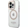 Guess GUHMP15SHTRMD Metal Outline hard case voor iPhone 15/14/13, goud, MagSafe