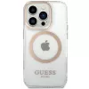 Guess GUHMP15SHTRMD Metal Outline hard case voor iPhone 15/14/13, goud, MagSafe