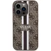 Guess GUHMP15LP4RPSW iPhone 15 Pro 6,1 inch hardcase bruin bedrukte strepen MagSafe