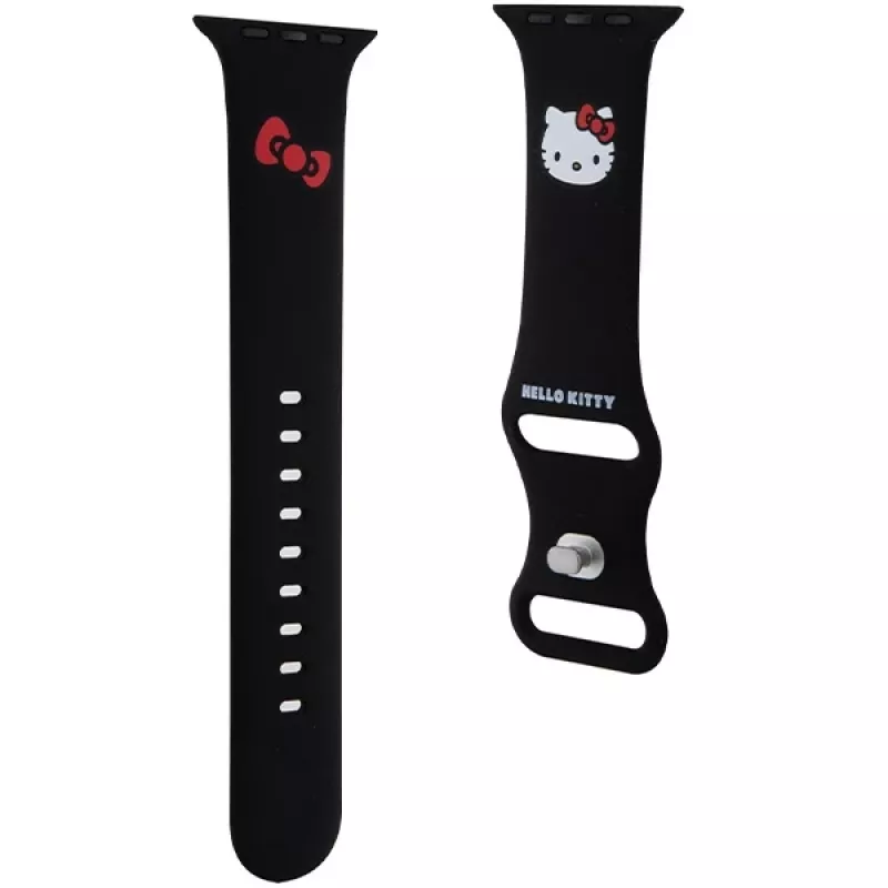 Hello Kitty HKAWLSCHBLK siliconen armband voor Apple Watch 42/44/45/49mm zwart