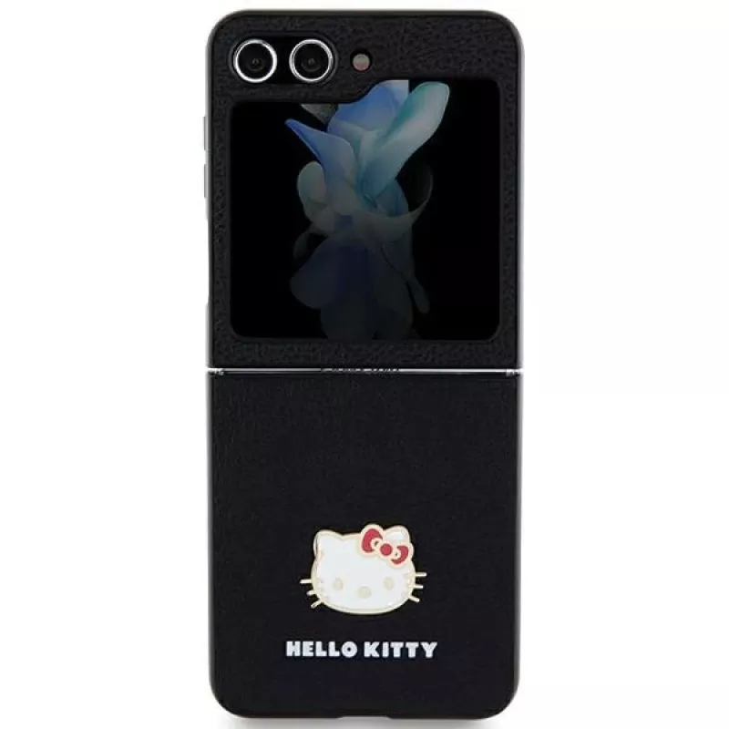 Hello Kitty HKHCZF5PGHDLMK Z Flip5 F731 zwart hardcase metaal logo Kitty Head
