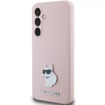 Karl Lagerfeld KLHCS23FESMHCNPP S23 FE S711 roze siliconen Choupette Metal Pin case voor Samsung Galaxy S23 FE