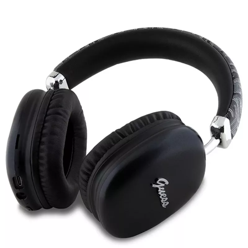 Guess Gcube Metallic Script Logo on-ear Bluetooth-koptelefoon zwart