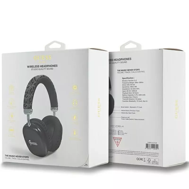 Guess Gcube Metallic Script Logo on-ear Bluetooth-koptelefoon zwart