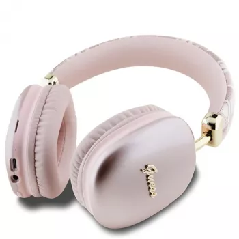 Guess Gcube Metallic Script Logo On-Ear Bluetooth-koptelefoon roze