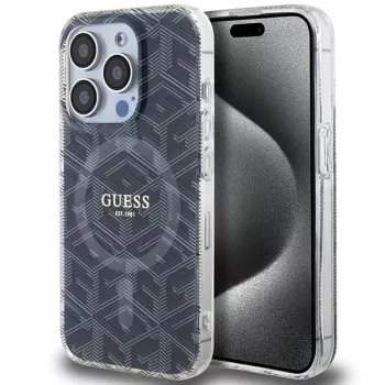 Guess GUHMP15LHGCUSTGK iPhone 15 Pro 6,1 inch zwart hardcase IML GCube MagSafe