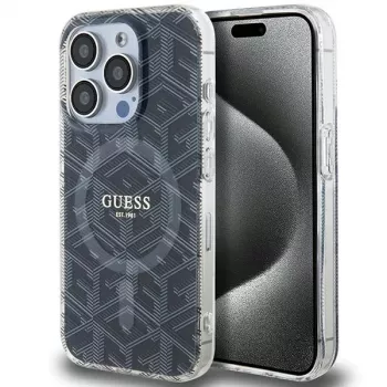 Guess GUHMP15XHGCUSTGK iPhone 15 Pro Max 6.7 hardcase IML GCube MagSafe zwart