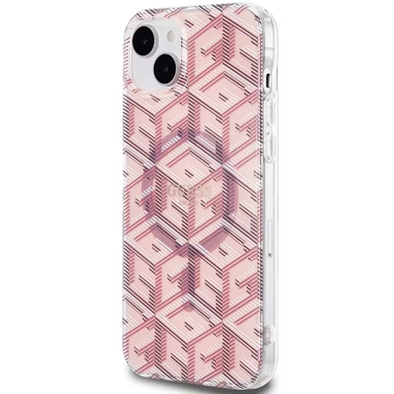 Guess GUHMP15MHGCUSTGP iPhone 15 Plus / 14 Plus 6,7 inch roze hardcase IML GCube MagSafe