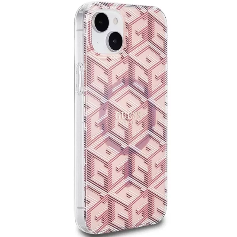 Guess GUHMP15MHGCUSTGP iPhone 15 Plus / 14 Plus 6,7 inch roze hardcase IML GCube MagSafe