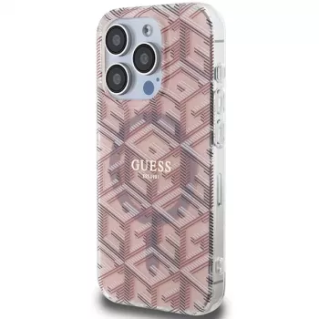 Guess GUHMP15XHGCUSTGP iPhone 15 Pro Max 6,7 inch roze hardcase IML GCube MagSafe