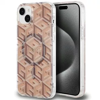 Guess GUHMP15SHGCUSTGW iPhone 15 / 14 / 13 6,1 inch bruine hardcase IML GCube MagSafe