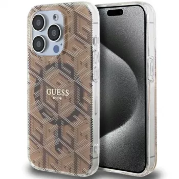 Guess GUHMP15XHGCUSTGW iPhone 15 Pro Max 6,7 inch hardcase IML GCube MagSafe bruin