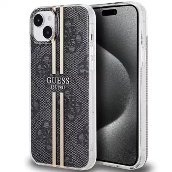 Guess GUHCP15MH4PSEGK hardcase voor Apple iPhone 15 Plus / 14 Plus 6,7 inch zwart 4G Gold Streifen